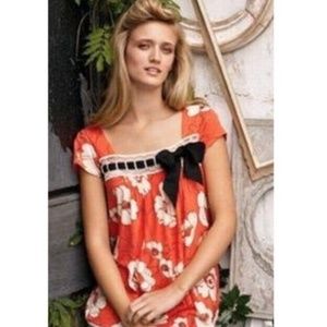 RicRac - Anthro | coral bow lace floral top